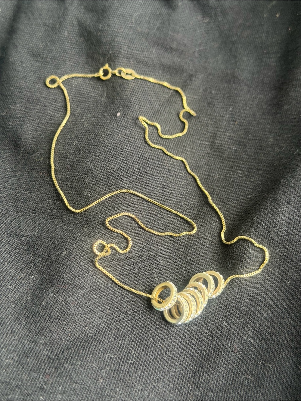 10 inch Gold Tone Multi-Ring Pendant Necklace - Women Jewelry